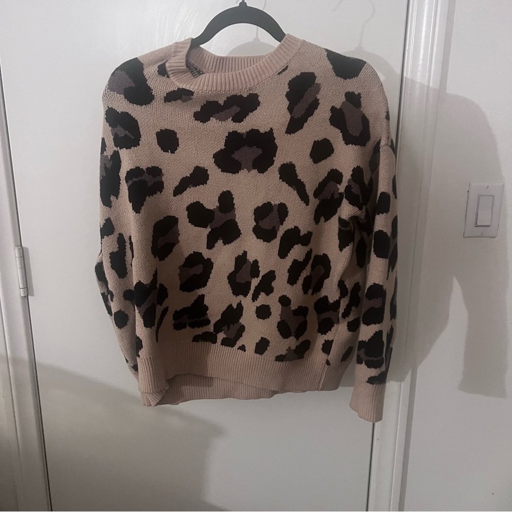 Leopard Print Sweater - Tan and Black